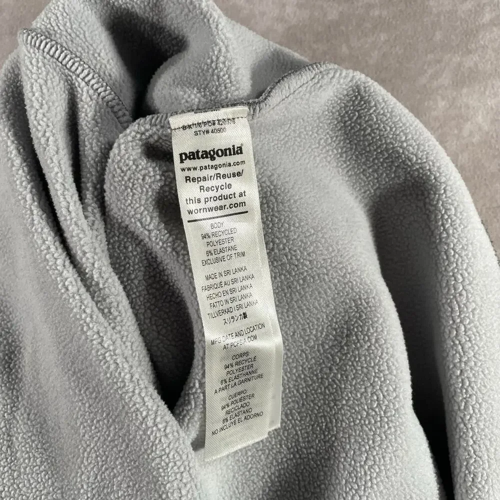 Patagonia MEN'S R1 Regulator Daily Zip-Neck Pullover Sz Medium Grey Sweater